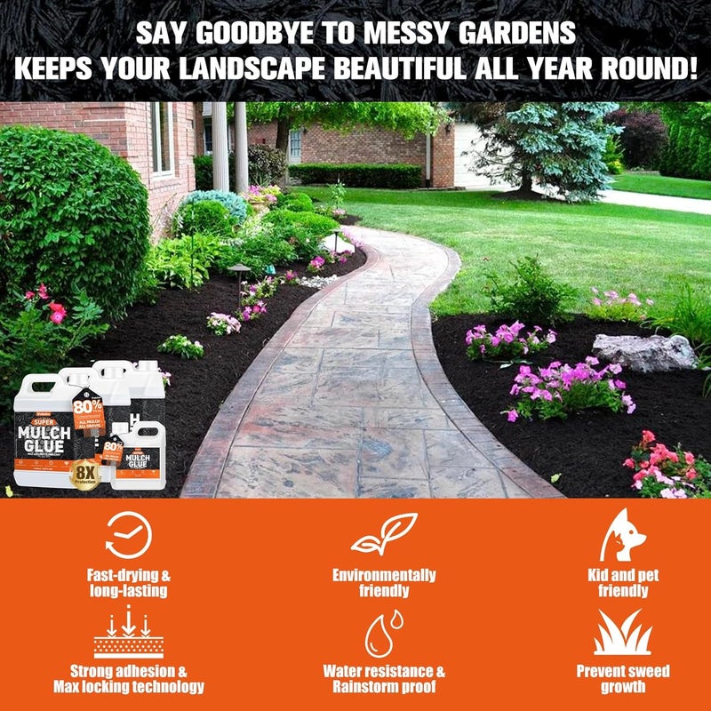 Shabebe Mulch Glue for Landscaping, 32OZ Rock Glue, Fast-Dry Non-Toxic Weather-Resistant Strong Gravel Binder, Pine Straw Outdoor Strong Pebble Gravel Hold for Garden, Mulch Lock and Pea Gravel Stabilizer - Image 5